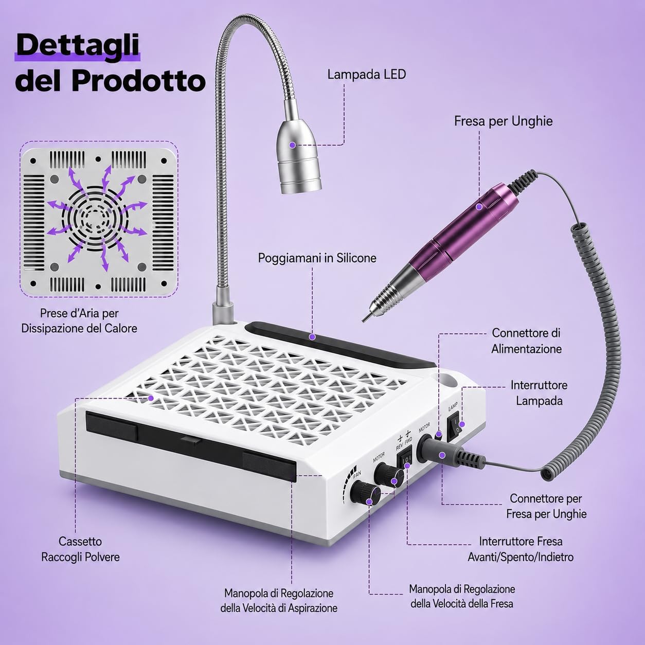 Aspiratore Unghie Professionale 4 in 1