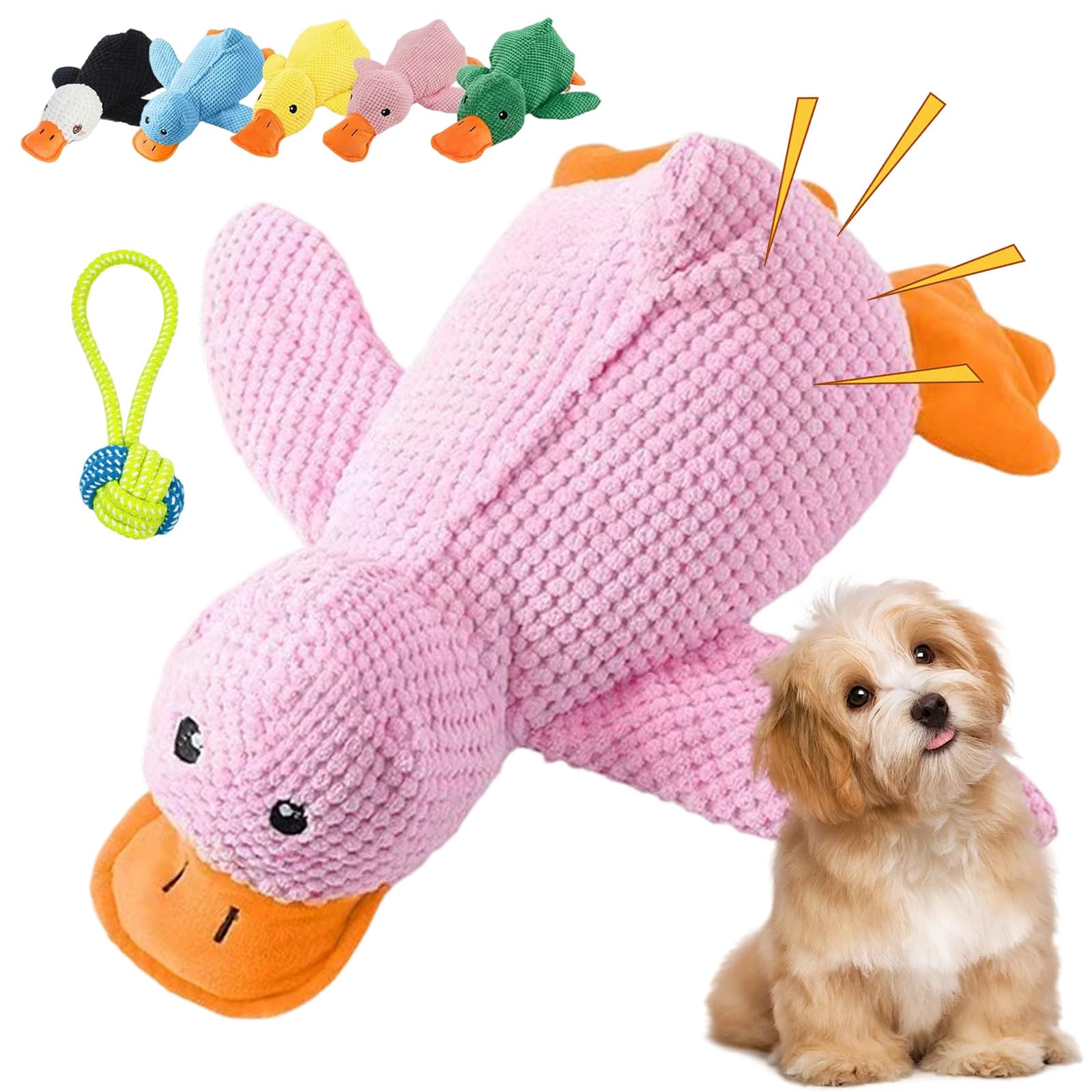 HOPASRISEE 2026 New Paw Love Calming Duck, Interactive Plush Duck Toy for Dogs, Durable Stuffed Calming Pillow with Quack Sound, Fun for Indoor Puppies and Senior Pups (Pink,M: 11x12.6 in)
