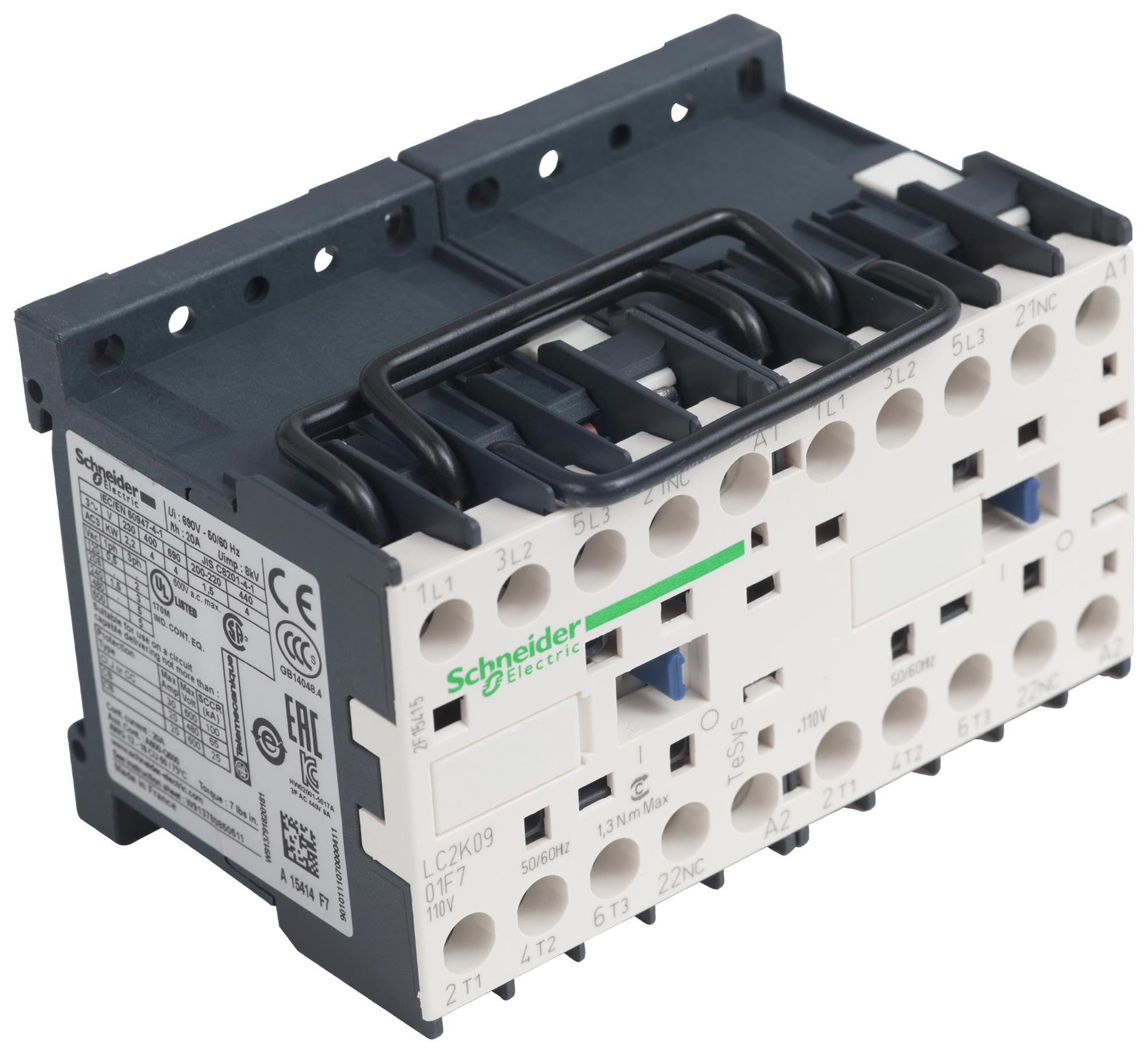 SCHNEIDER ELECTRIC Reversing Contactor 575-Vac 9-Amp Iec LC2K0901F7 Atv32 7.5 Hp 480V 3 Phase Integrated Blue