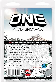 One Mfg 4WD Snowboard & Ski Wax, 5-Pack of Oneball Waxes for Universal Snow, Cool Snow, Cold Snow, Ice Cold Snow, Warm Snow, Base Wax, No Fluoro