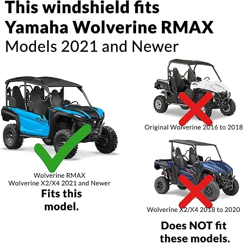 Miniatura 6 de Clearly Tough Parabrisas plegable completo Wolverine RMAX 1000 (también se adapta a máquinas X2X4 2021 y más nuevas)  Resistente a los arañazos