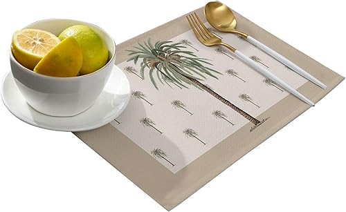 Miniatura 7 de Seven Roses Juego de 6 manteles individuales de Navidad, con diseño de árbol de Navidad sobre tablero de madera, manteles individuales para