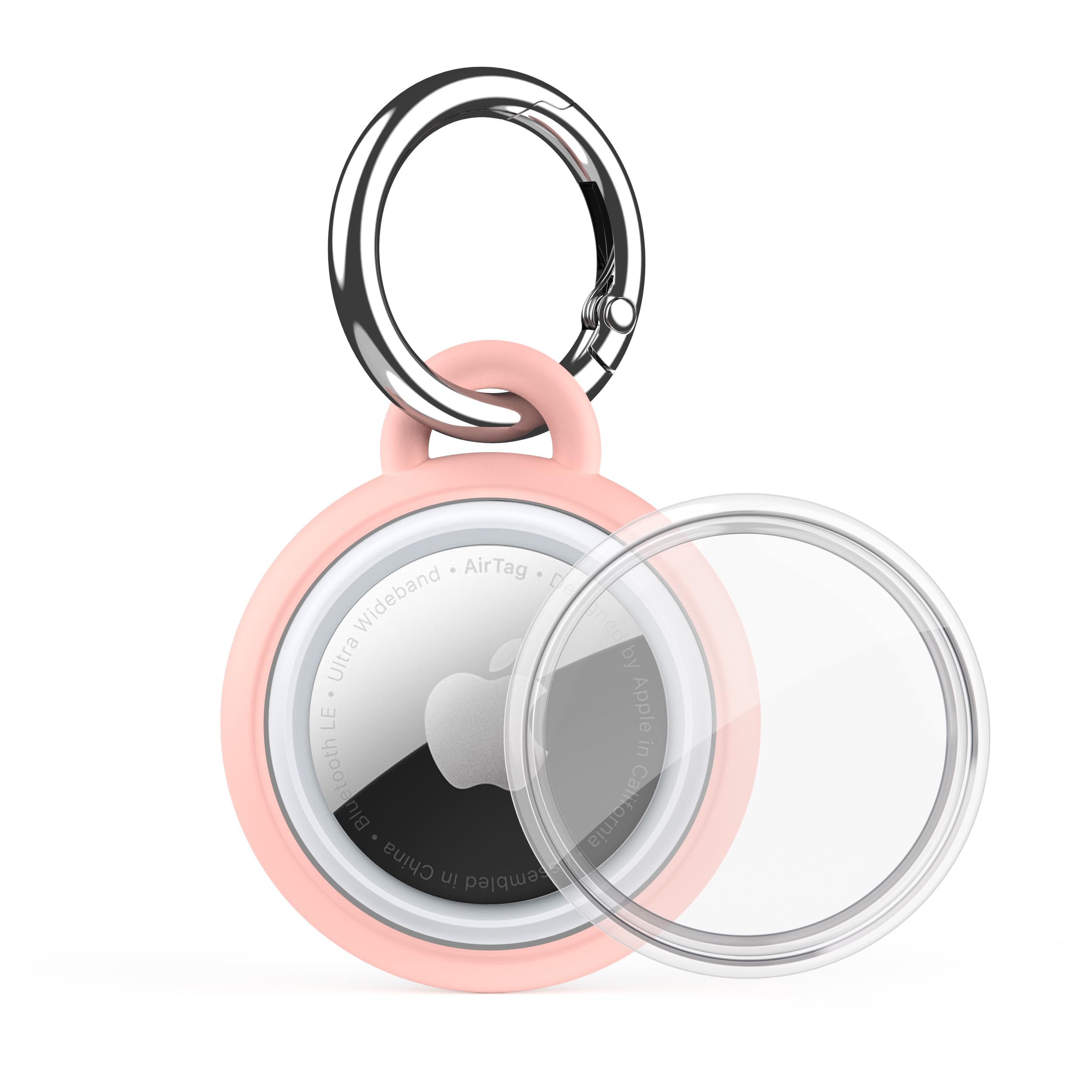 AirTag Holder Waterproof Silicone Case with Keyring, 2026 Upgraded Protective AirTags TPU Case Tracker Cover for Keys, Bags, Luggage, Pet Collars,Scratch-Resistant for Apple Air Tags (Pink)