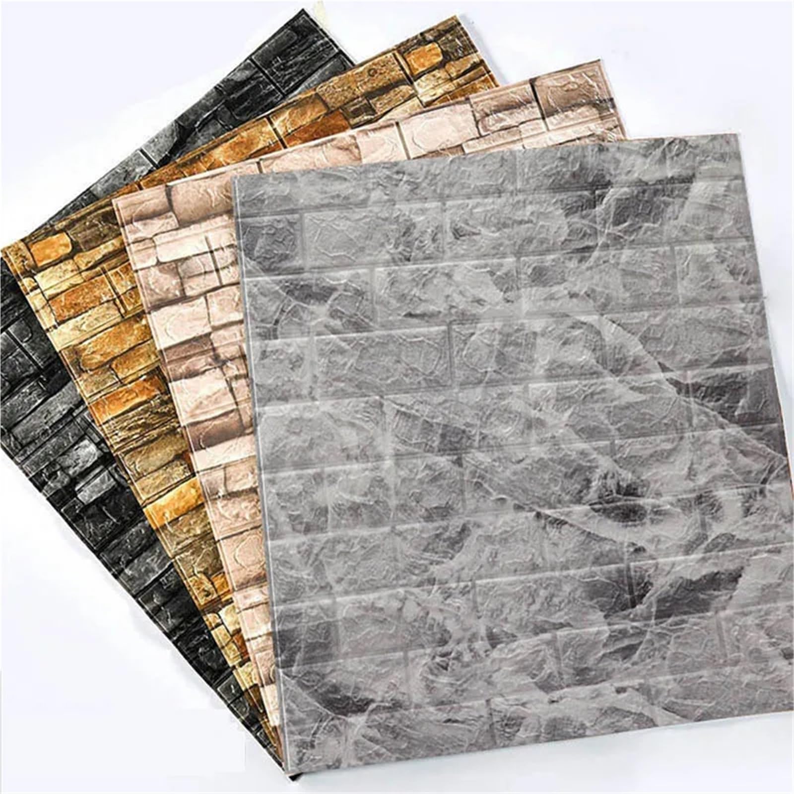 Papel Pintado Aislante Papel tapiz autoadhesivo con patrón de ladrillo retro, pegatinas pared impermeables, decoración habitación, espuma for del hogar para Paredes Interiores(Retro black,40pcs)
