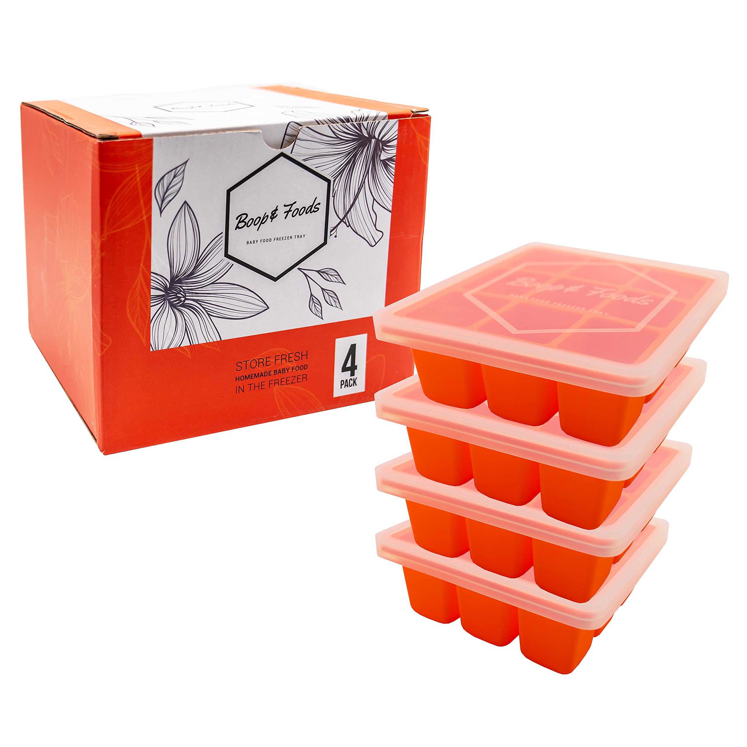 Baby Food Freezer Storage Container, Silicone Cube Tray with Leak Proof Lid by Boop (4)