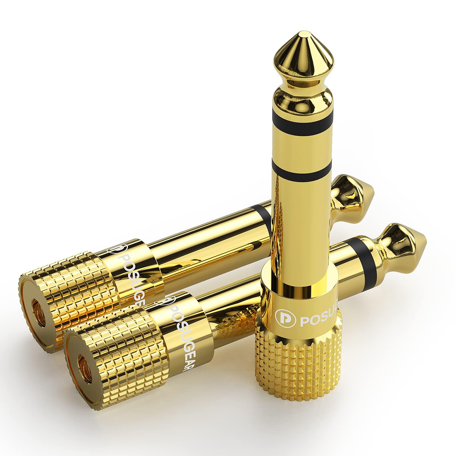 POSUGEAR Klinke Adapter 3.5mm Auf 6.35mm (3 Stück), 6.3 Auf 3.5, Klinkenstecker Buchse Aux Audio Mit Vergoldete Kontakte Für Kopfhörer Oder Lautsprecher