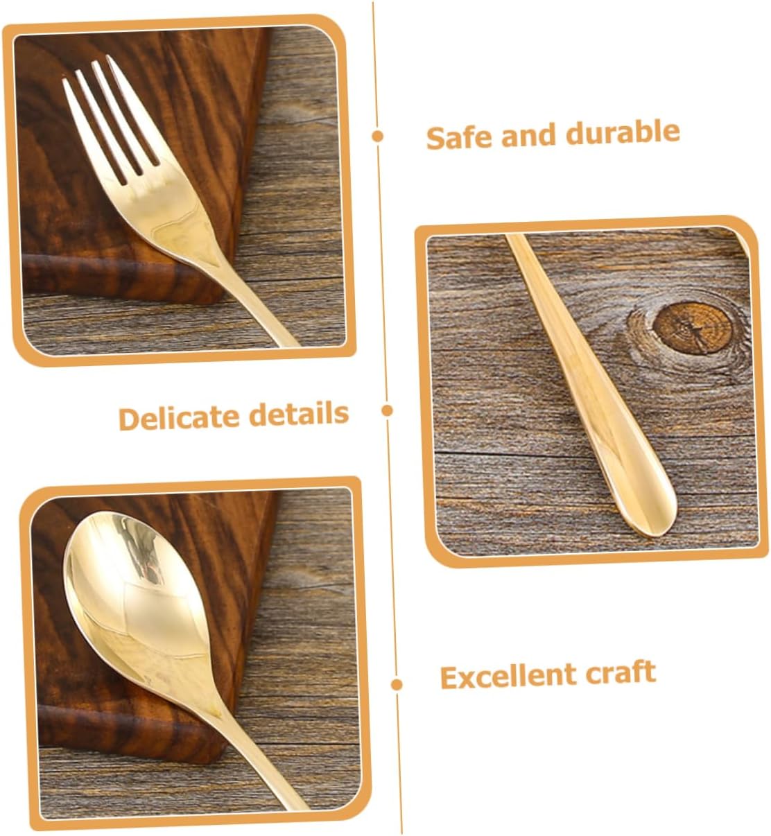 3sets Brass Handle Cutlery Western Dinnerware Fork Spoon Ergonomic Design for Everyday Use for Weddings Camping and Formal Events Eye-catching Tableware