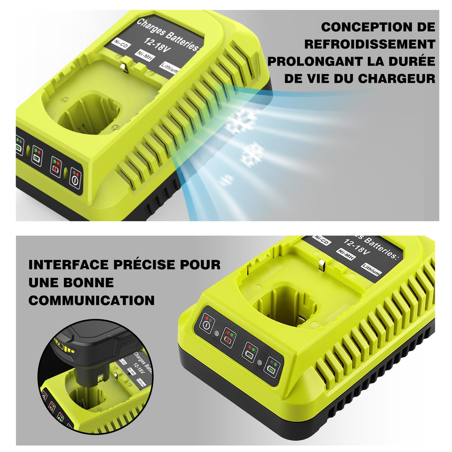 P117 Chargeur de Rechange pour Ryobi P118 12V-18V | Compatible avec Ryobi One+, P108 P107 P104 P105 P102 P103