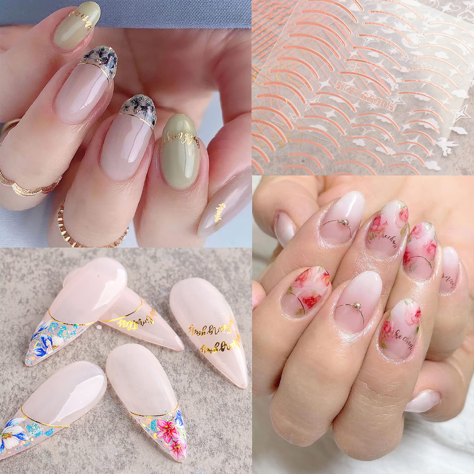 MWOOT 3D-Nagelaufkleber – 8 Blätter Mit Liebesherz- Und Stern-Motiven, Selbstklebend, Für DIY-Nageldesign