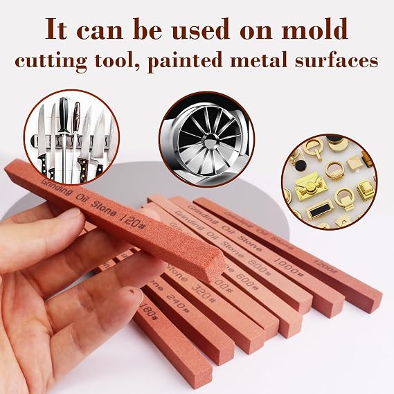 Sharpening Stone Set, 9pcs, 5.9x0.39x0.39inch