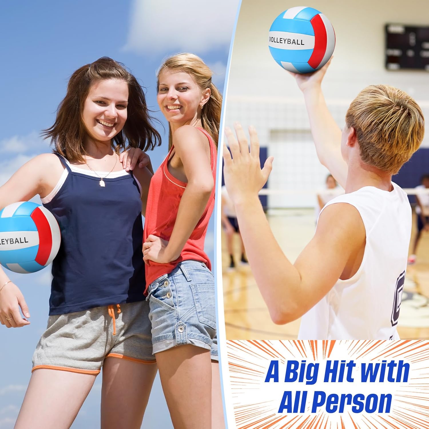 Jenaai 5 Set of Sport Balls, Assorted Official Size Athletic Balls Include Basketball Football Soccer Volleyball Playground Ball with Bags and Pumps, Sports Balls Pack for Kids Toys Gift - Image 6