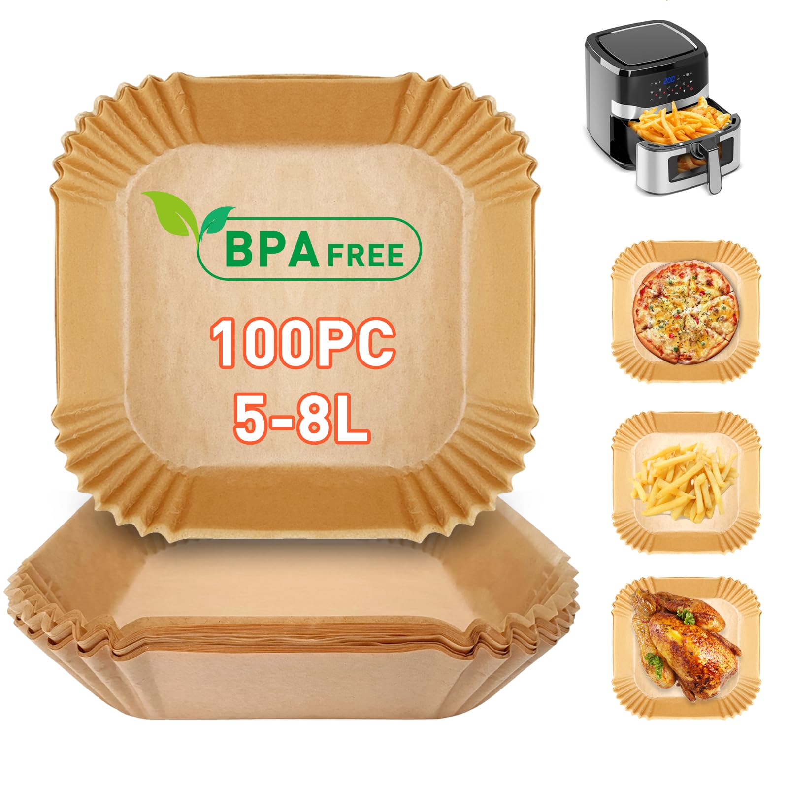 Fodere In Carta Pergamena Per Airfryer 8 Pollici – 150 Pezzi – Adatte A Cestelli Da 5 A 8 Qt - Foto 5