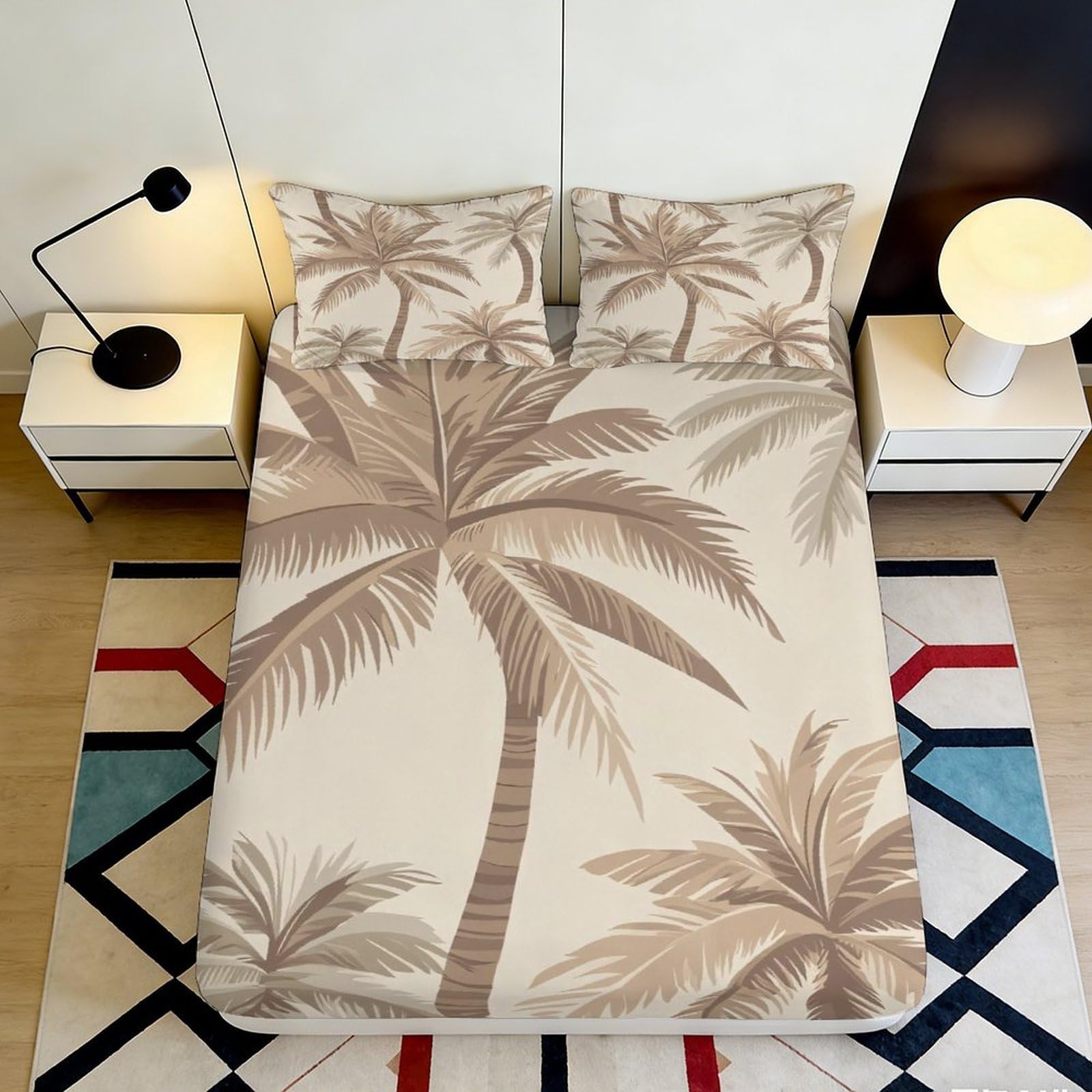 Pnayamiorkfel Style-6 3D Printed Tropical Palm Fitted Sheet Microfiber Soft Breathable Beach Sunset Bed Cover For Bedroom Guest Room Decor 90X200x25cm