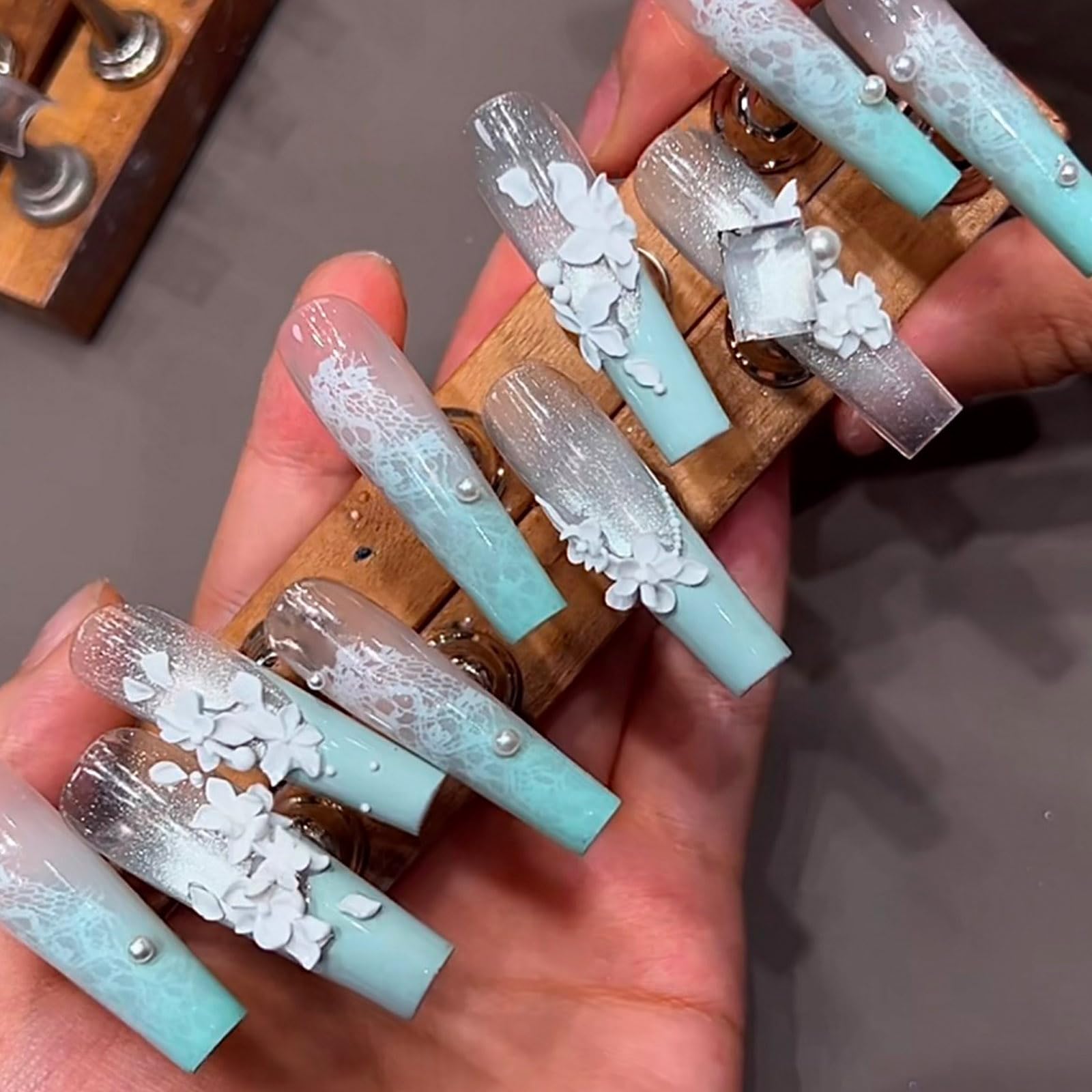 Stampo in silicone per unghie floreali, per manicure, morbido, flessibile, riutilizzabile, con stampo in silicone per studio unghie facile da demolire