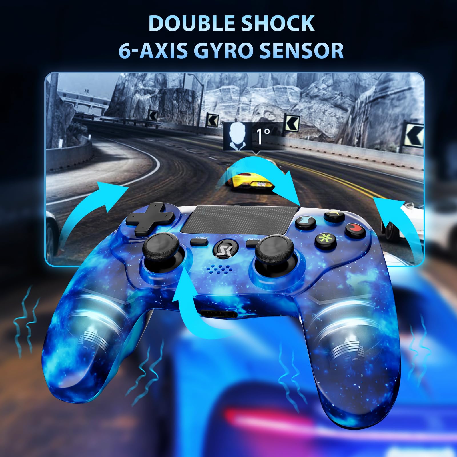 hcsc ps4 controller bluetooth-compatible vibration gamepad for wireless joystick Kujian Wireless Controller for PS4, 2 Pack Controller Compatible with  Playstation 4/Pro/Slim/PC Remote Control, Double Vibration, Touch Pad,  Six-axis Motion Sensor, Stereo Headphone Jack(Blue & Red) : Video Games main image 0