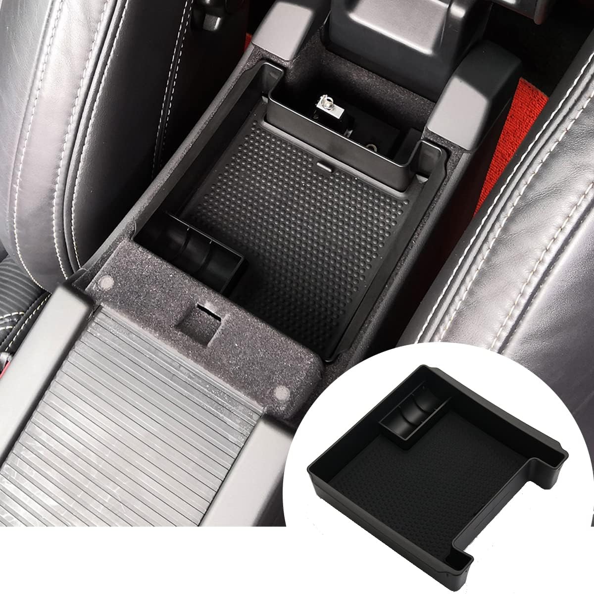 Black Armrest Storage Box Tray Fit for S60 S60L V60 XC60 2009-2017 with Mat Car Accessories