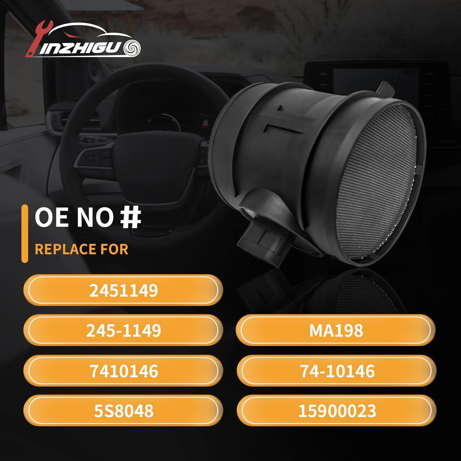 15900023 Mass Air Flow Sensor MAF Compatible with 2007-2009 Chevy Silverado 1500/2500/3500, GMC Sierra 1500/2500/3500, Avalanche/Suburban/Yukon & Cadillac Escalade - Replaces 2451149, MA198,7410146