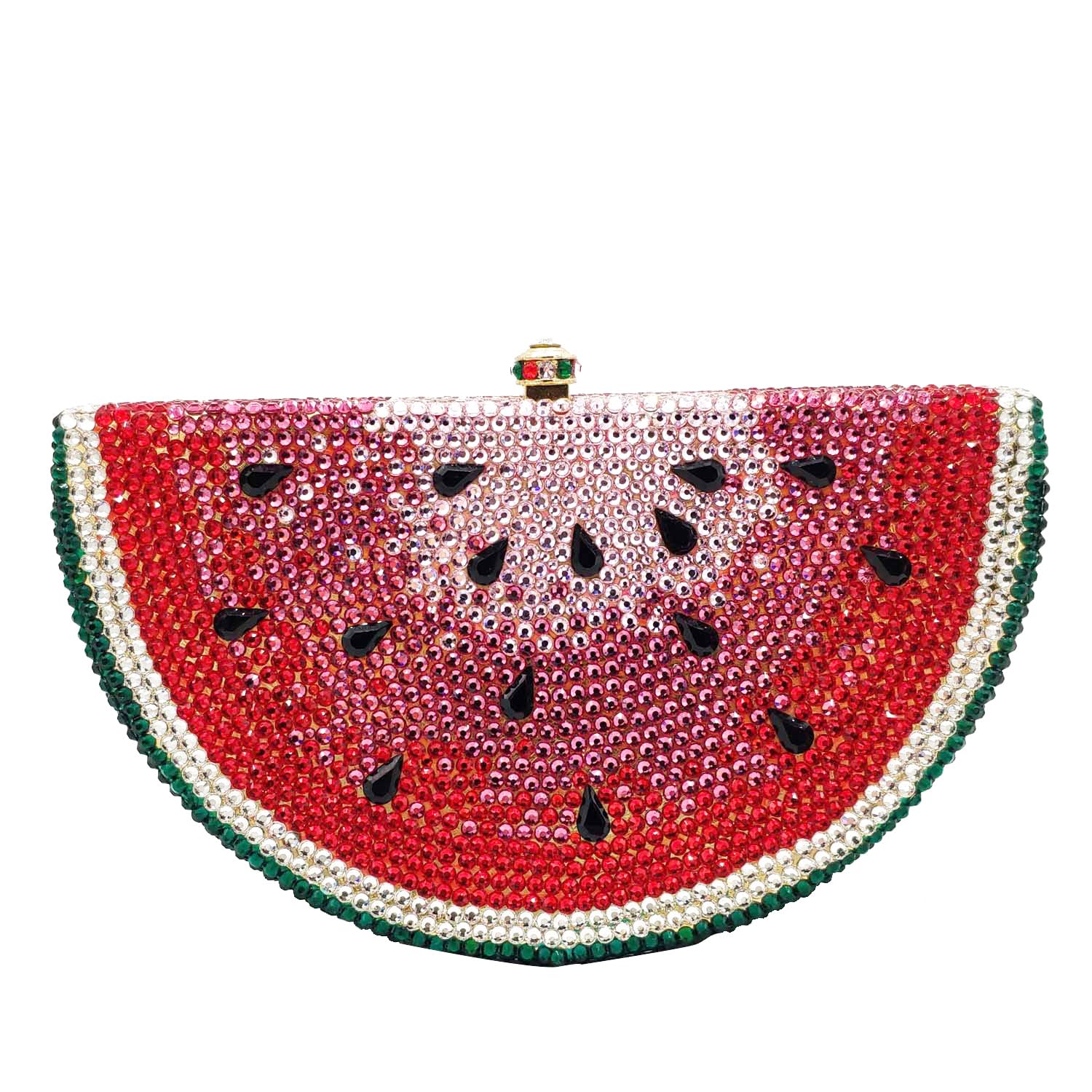 RomanticDesign Cute Watermelon Rhinestone Evening Clutch for Women Glitter Crystal Purse Party Cocktail Banquet Handbag