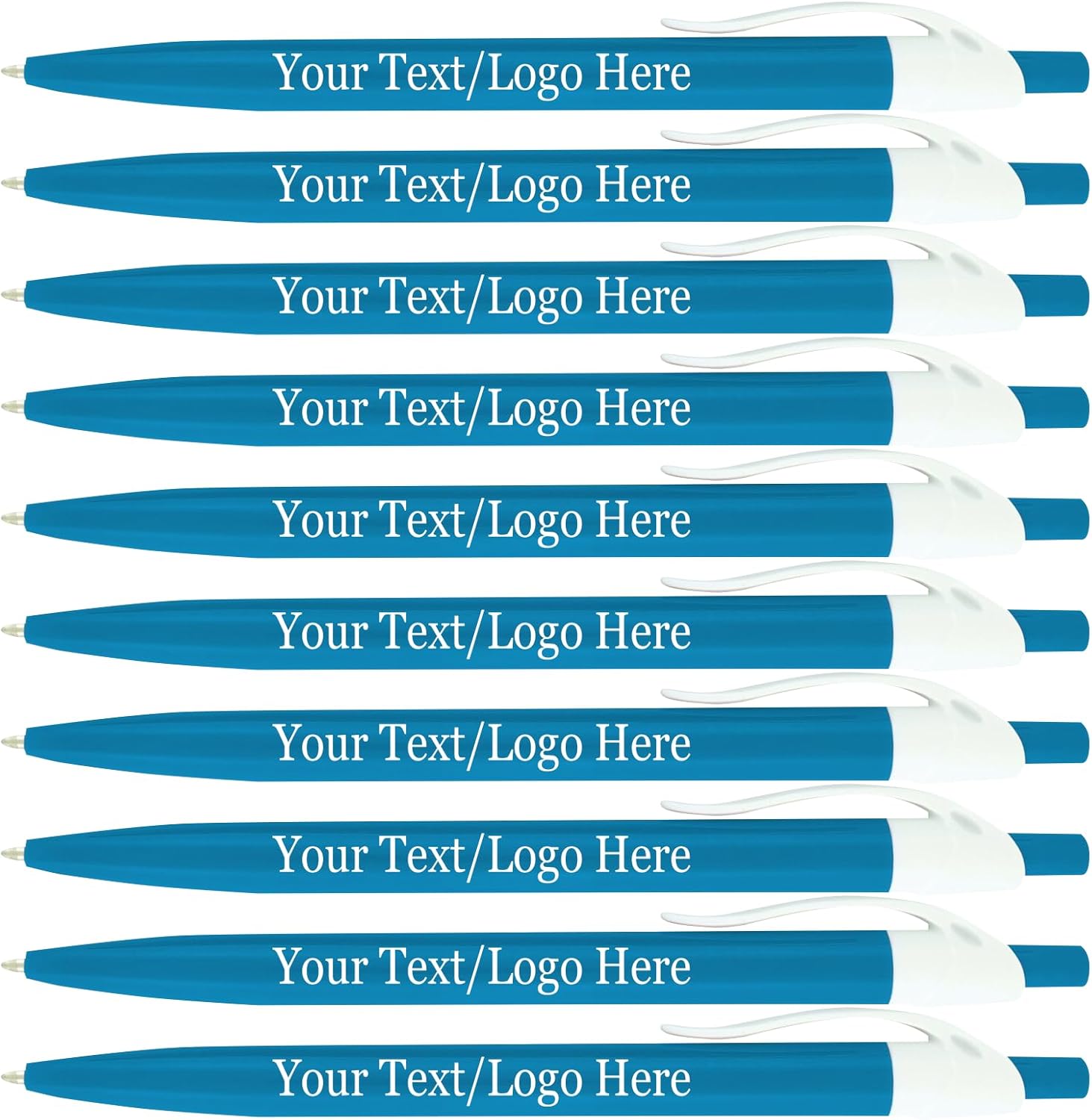 SyPen Personalized Pens With your Custom Logo or Text-500 Pack Bulk-for Businesses, Parties, and Events, Custom Printed Ballpoint Click Pens, Teal Barrel Color, Black Ink