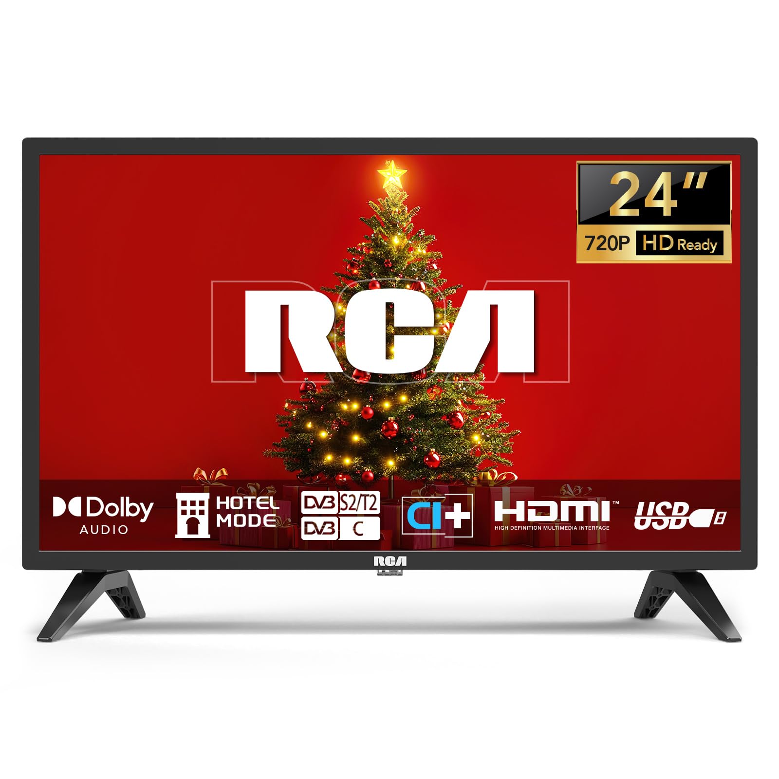 RCA Televisori 24 Pollici (60 cm) LED HD TV Triplo Tuner (DVB-T/T2-C-S/S2) USB HDMI CI/CI+ Modalità hotel