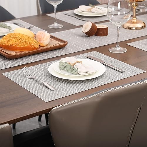 Miniatura 4 de Myir JUN Juego de 4 manteles individuales para interiores, lavables, antideslizantes, a prueba de calor, tejidos para mesa de comedor, manteles
