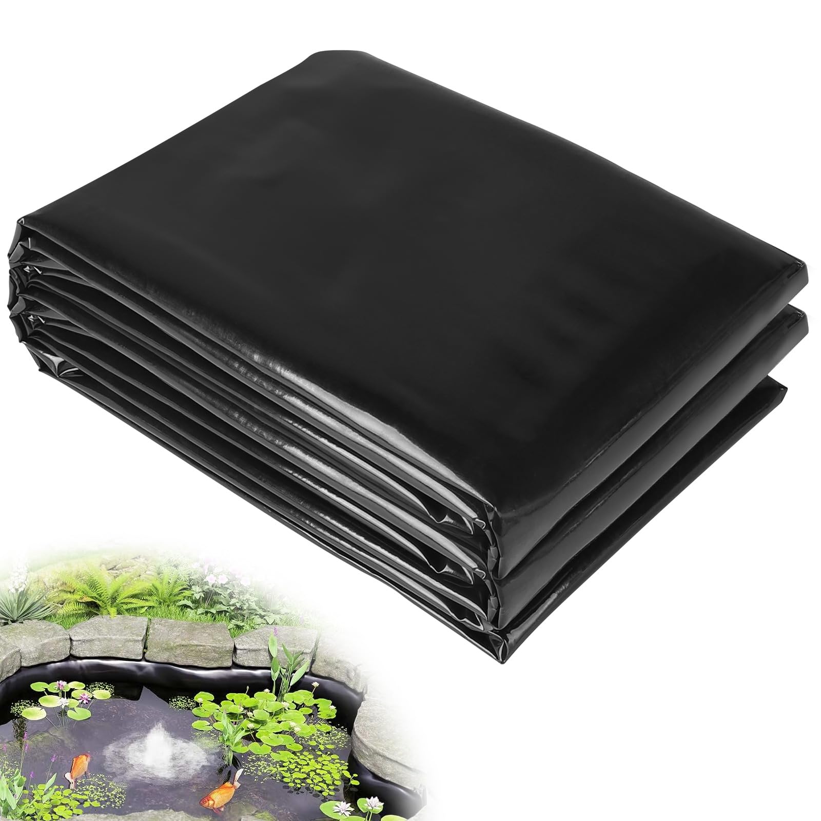 DBREAKS Teichfolie 3x3m HDPE 0,5mm Stärke, UV- und witterungsbeständig, Fischteichfolie