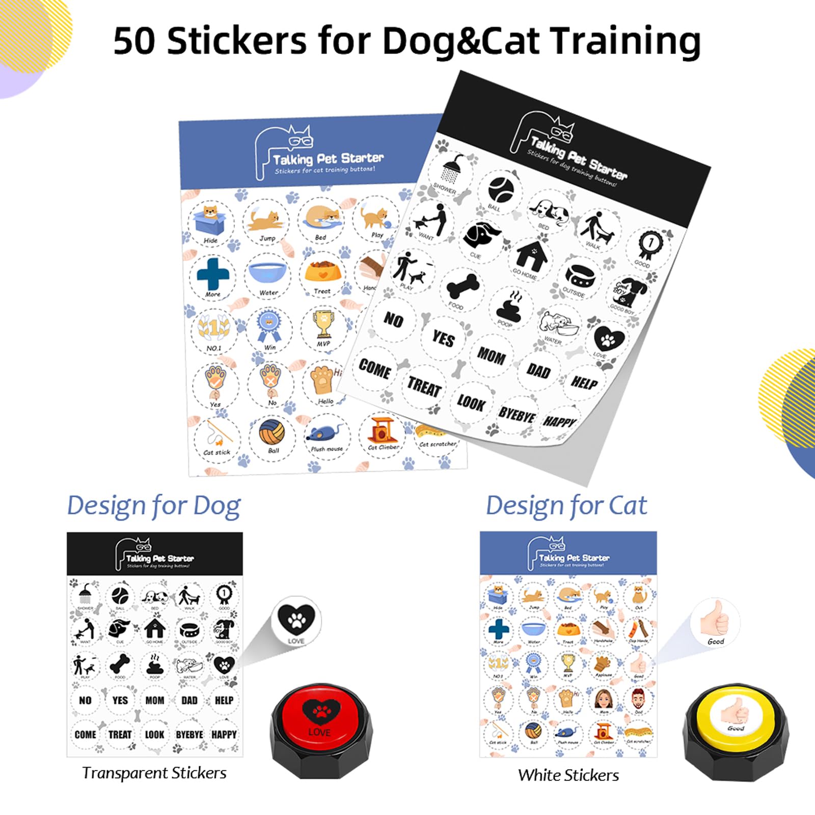 Juego de 6 Botones de Comunicación para Perros Y Gatos, Respuesta de Entrenamiento de Perros, Botones Parlantes para Perros con Alfombrilla Antideslizante Impermeable para Perros, Mascotas,(#1)