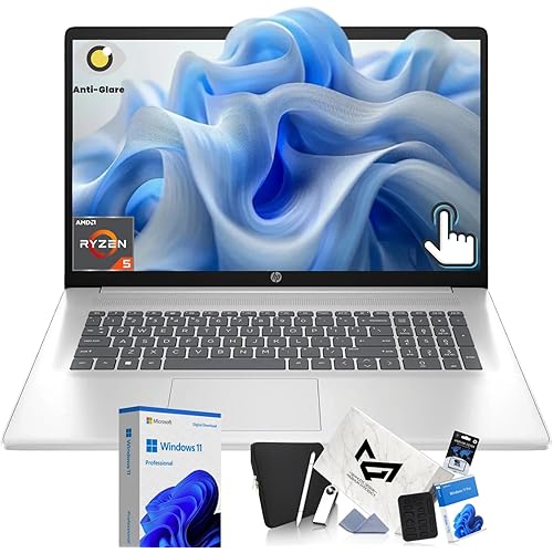 HP Flagship 17 Touchscreen Laptop - 17.3" Anti-glare HD+ Business Laptop, Windows 11 Pro OS with Copilot AI, AMD Ryzen 5 7430U (up to 4.3GHz), Wi-Fi 6, Fast Charge, Numeric Keypad | 32GB RAM + 1TB SSD