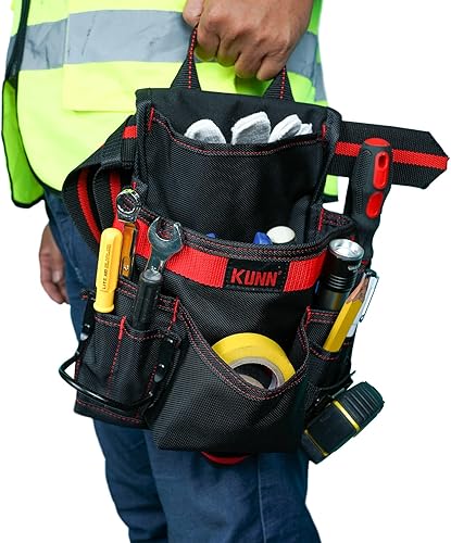Miniatura 9 de KUNN Tirantes de cinturón de herramientas acolchado para cinturón de construcción y bolsa de carpintero con 10 bolsillos