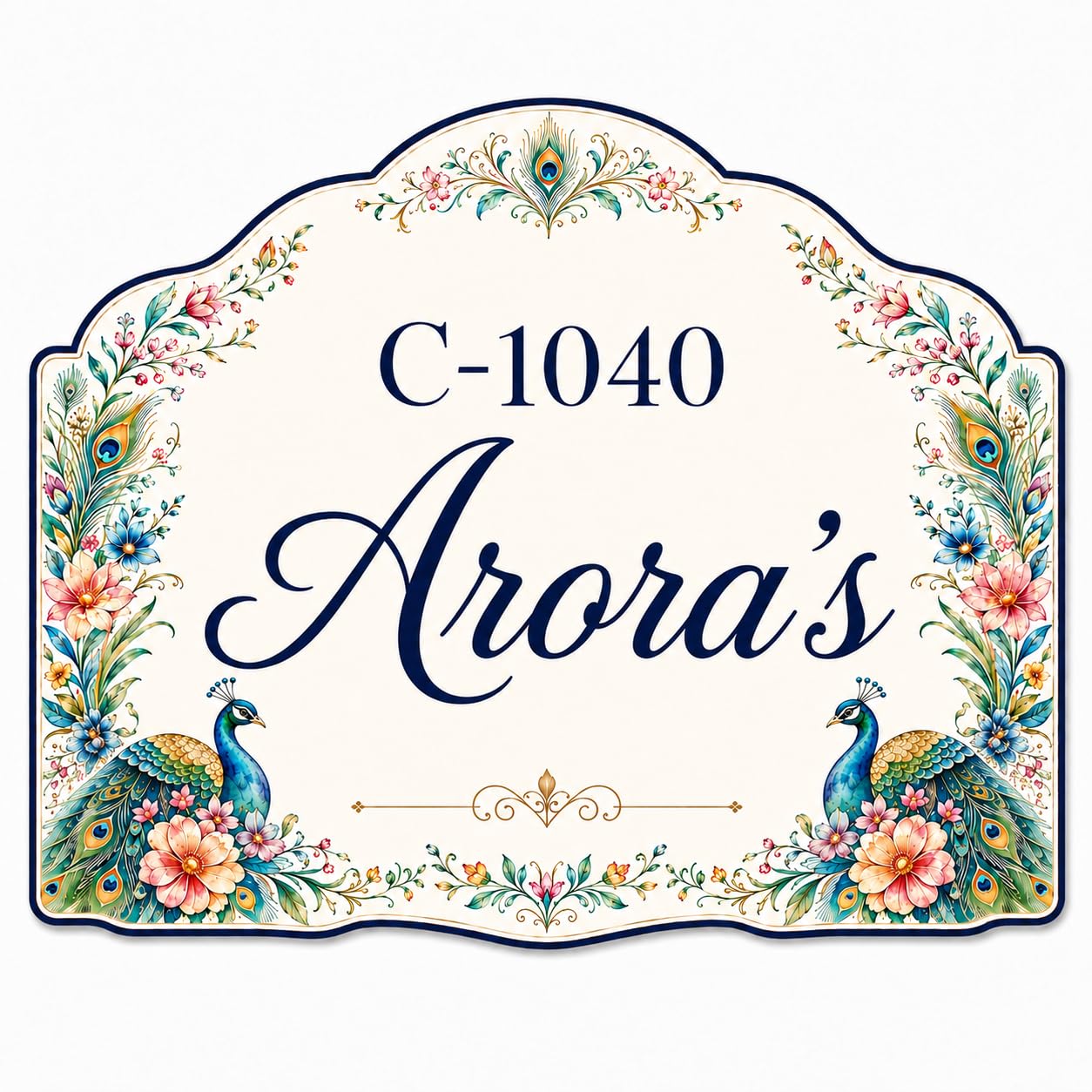Zesta Customized Name Plate for Home Entrance Outdoor | Acrylic Door Name Plate for House | Modern Personalised Name Board for Home Entrance | Waterproof House Name Plate Wall Décor (Peacock)