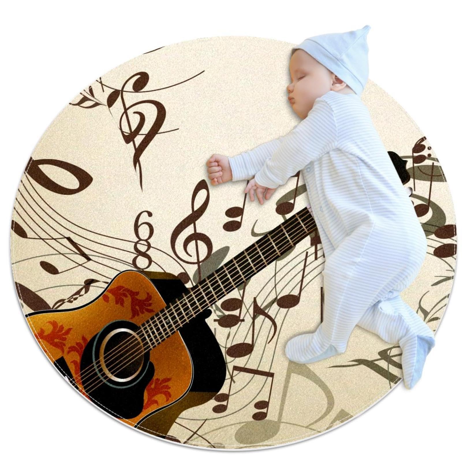 Tapis rond 1m de diamètre guitare aux finitions soignées