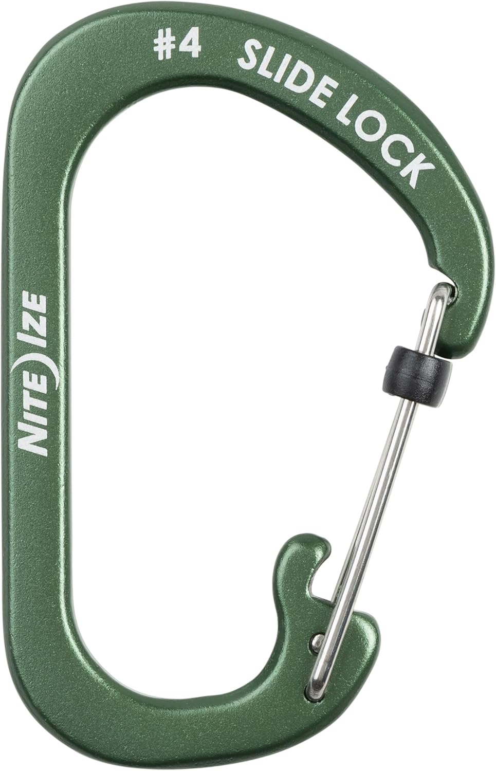 Nite Ize Aluminum SlideLock Carabiner - Daily Use & Lightweight Carabiner - Compact Aluminum Carabiner with Lock - Versatile Rectangular Carabiner - Size 4, Olive (4 Pack)