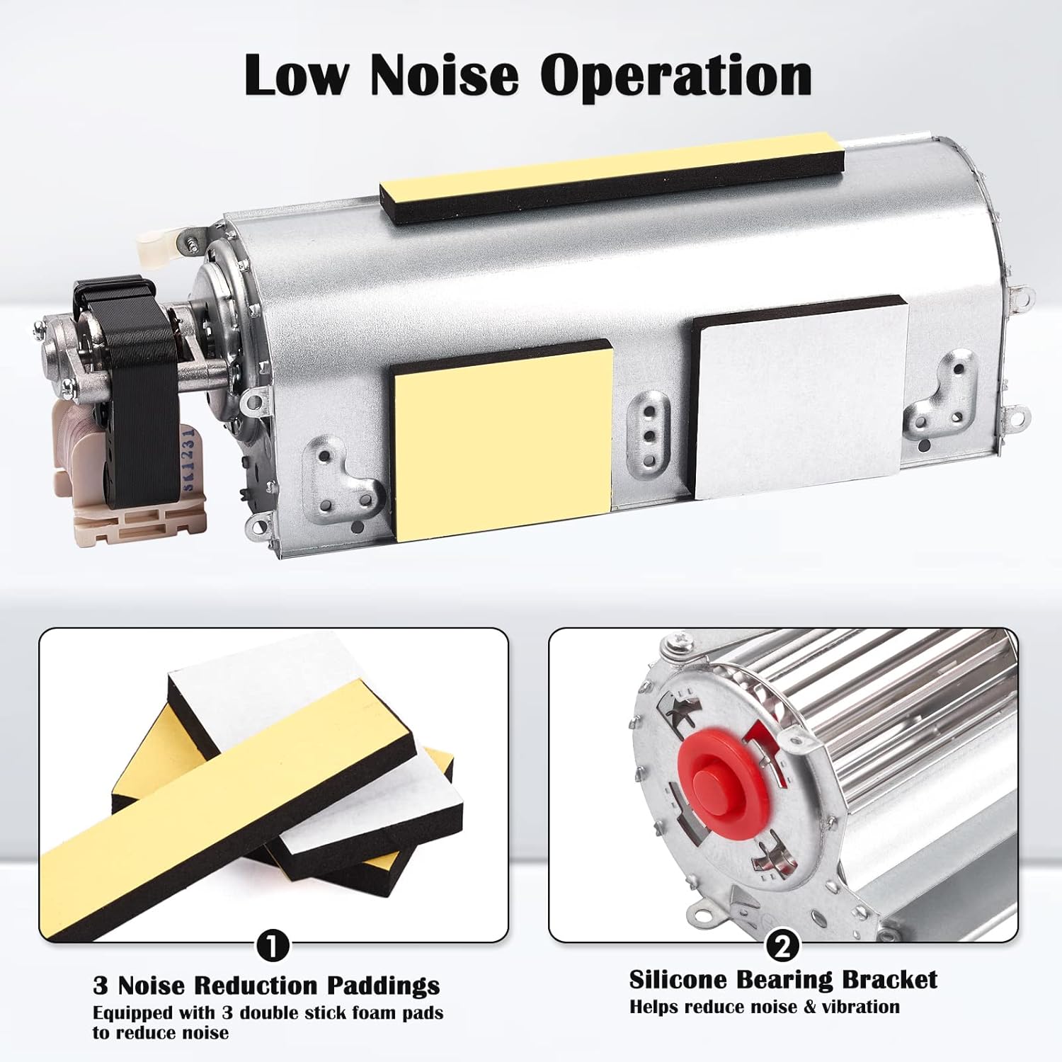 Hiorucet FK12 Fireplace Blower Fan Kit for Majestic, Vermont Castings, Monessen, Temco, Rotom HB-RB12, GFK4, FK12, FK24 Replacement Fireplace Blower Fan. Ball Bearing, Quiet, High Air Flow.