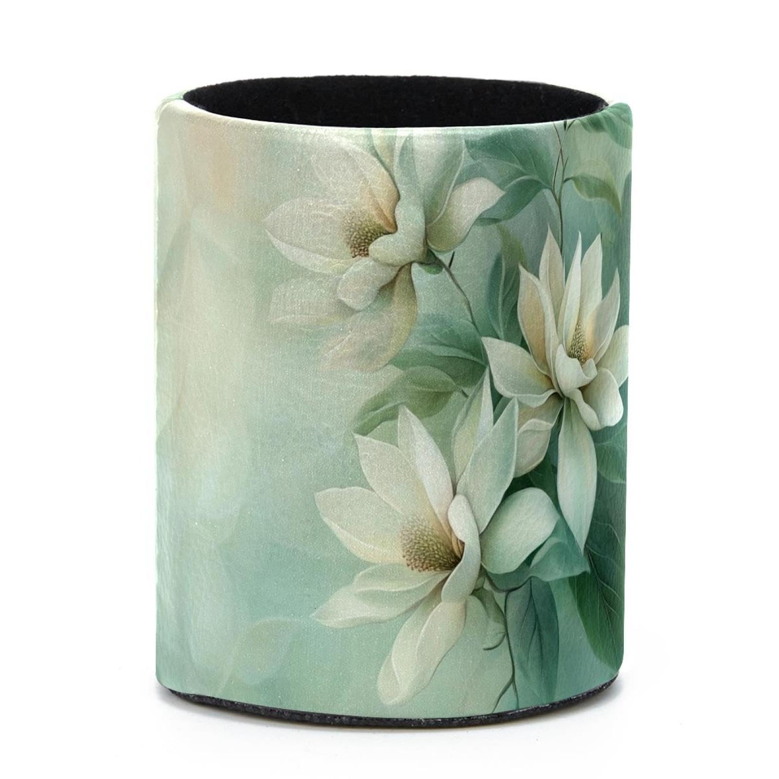 VAPOKF Round Pencil Holders for Desk, Magnolia Pen Holders Pen Pot Makeup Brushes Storage Desktop Stationery Supplies Organiser for Home Office