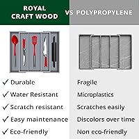 Vista 8 de ROYAL CRAFT WOOD Organizador de cajones de cocina de bambú de lujo, organizador de cubiertos, soporte para utensilios y bandeja de cubiertos