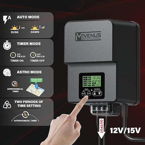 Miniatura 2 de VENUS MANUFACTURING Transformador de bajo voltaje para exteriores Transformador de iluminación de paisaje de 300 W con temporizador y sensor