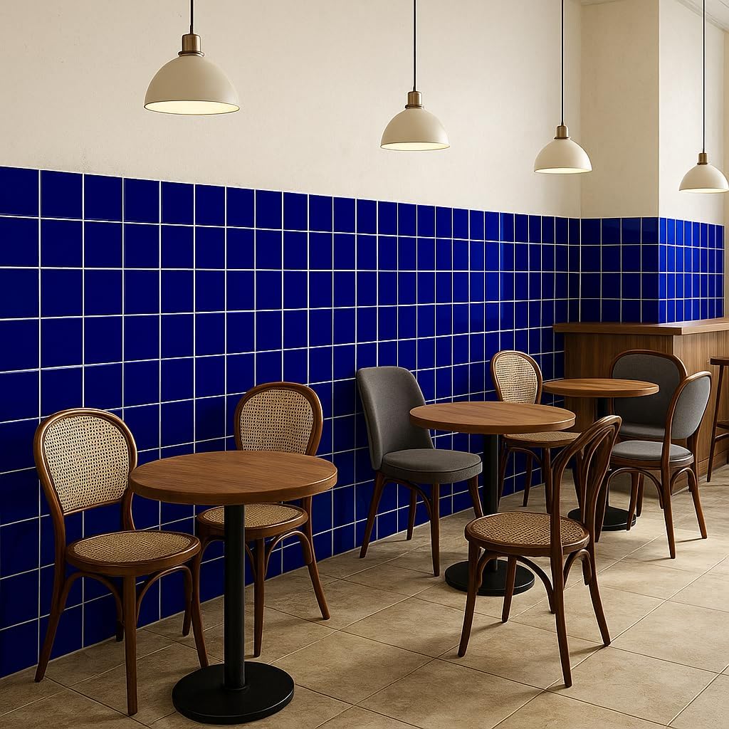 Tenedos 6x6 Glossy Cobalt Blue Ceramic Wall Tile – Box of 8 Pieces for Bathroom Wall, Kitchen Backsplash, Accent Decor, Shower Surrounds
