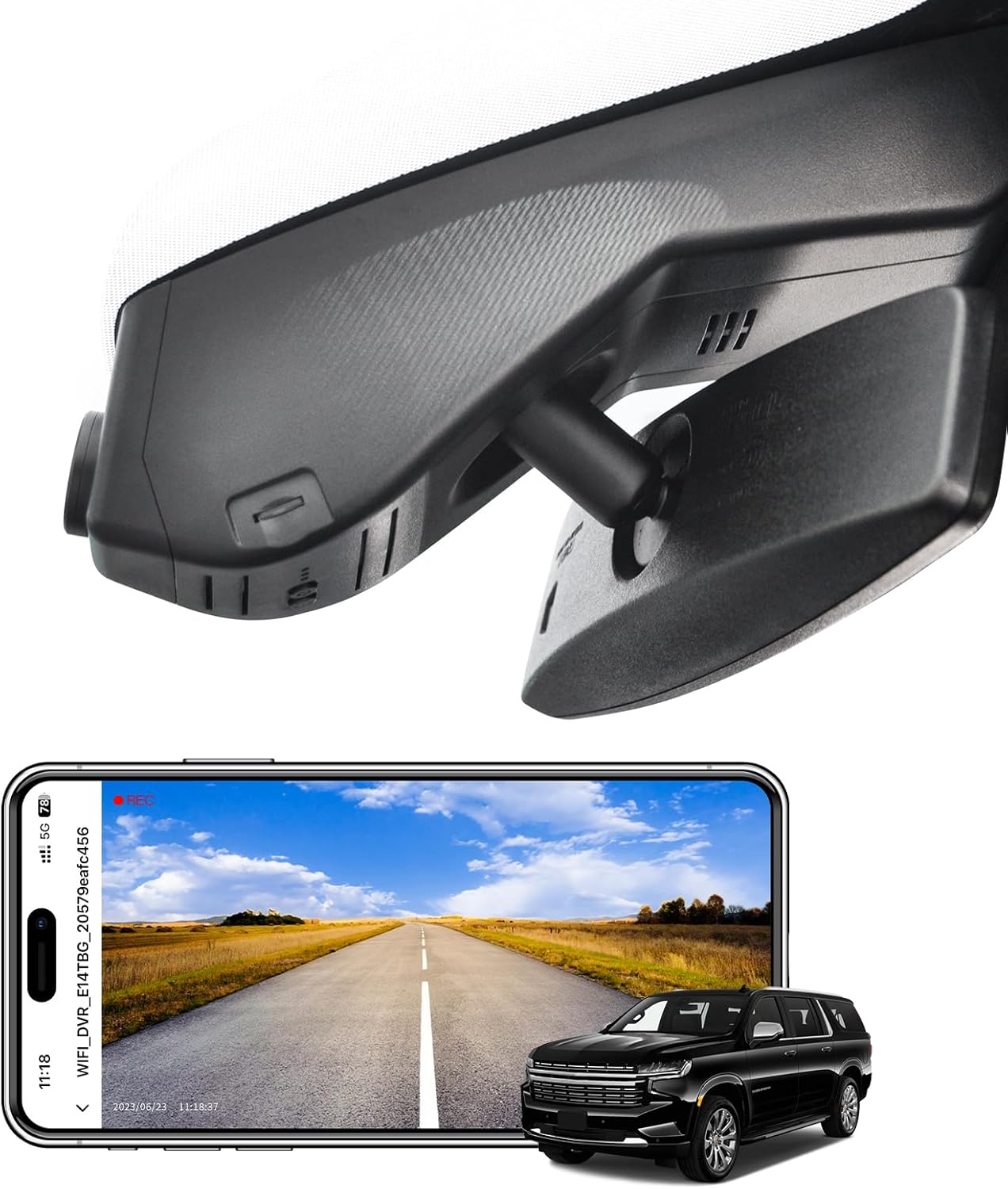 mangoal STARVIS 2 Front 4K HDR Dash Cam IMX678, Custom Fit for 12th Gen Suburban / 5th Gen Tahoe 2021-2022(Model B), 5GHz WiFi, GPS, 64GB Card