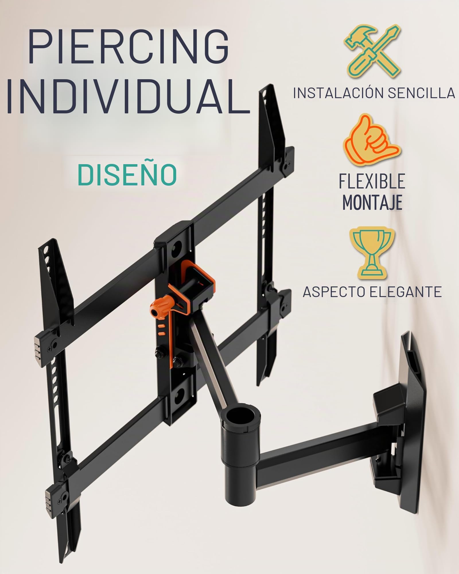 ECHOGEAR Soporte de Pared Giratorio de Movimiento Completo para televisores de hasta 60 Pulgadas, extensión Suave, inclinación