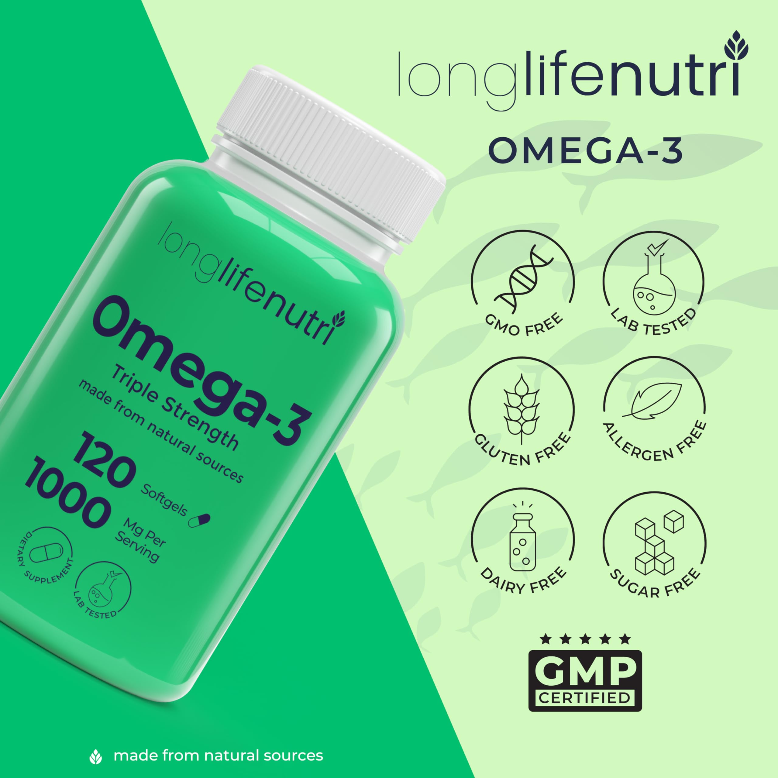 LongLifeNutri Omega 3 Fish Oil 1000mg, 120 Softgels, 4-Month Supply — Amazon image 7