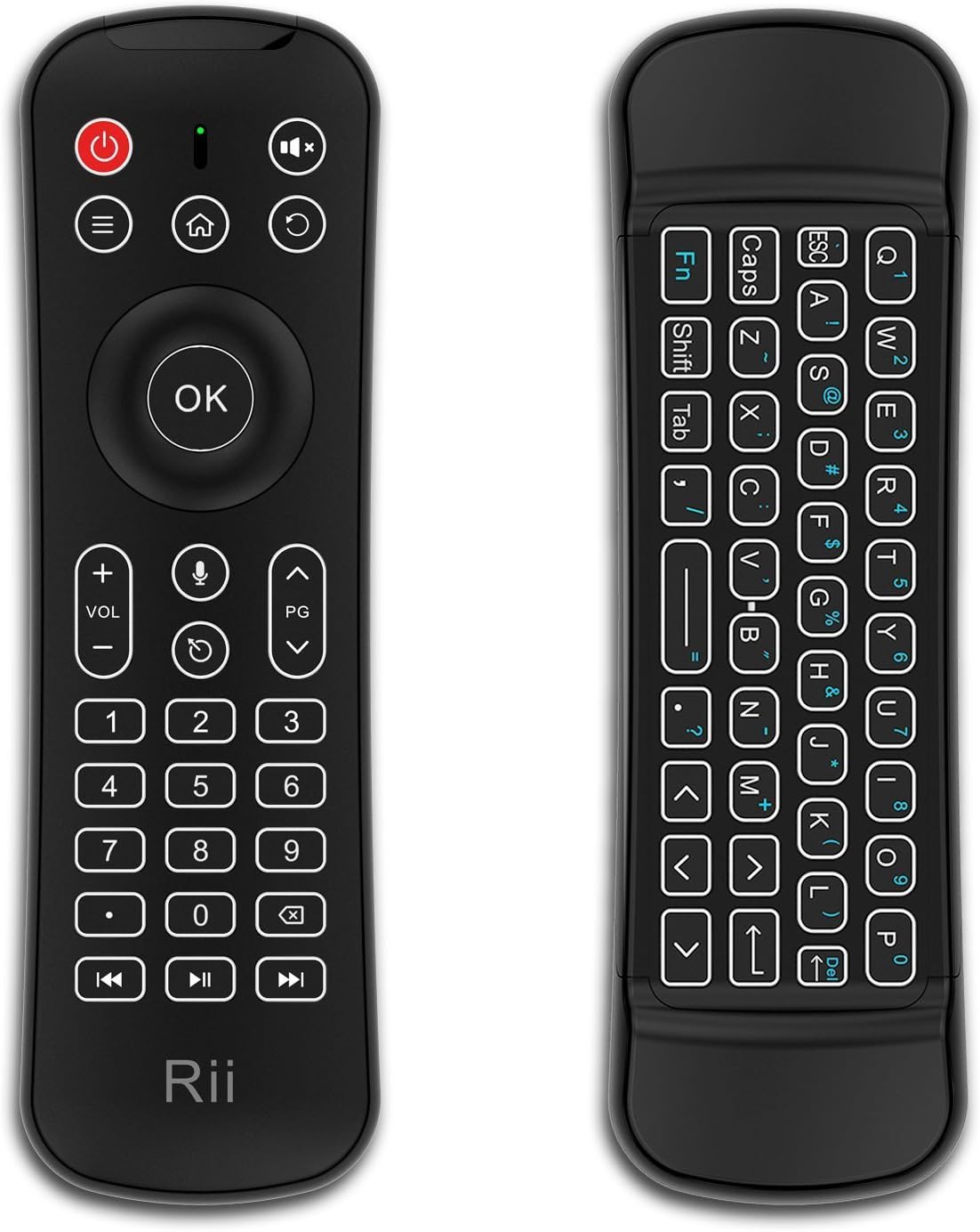 Rii MX6 Backlit Fly Mouse Controller, Mini Wireless Microphone Keyboard and IR Remote Controller Combo for Windows Mac OS Linux Android TV Box Mini PC XBox