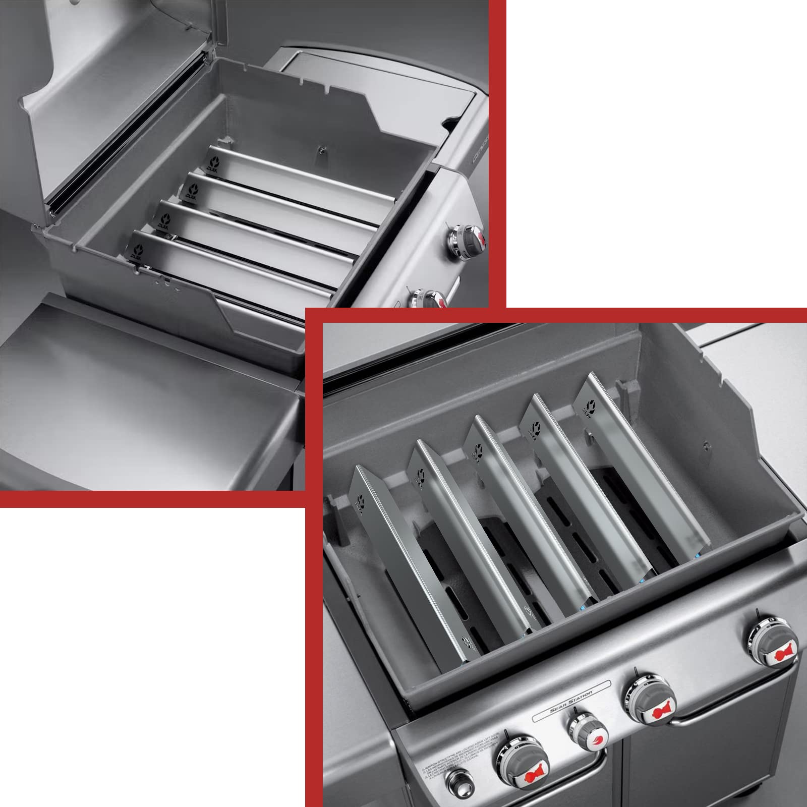 7636 Barre Flavorizer in Acciaio Inox, Accessori per Barbecue a Gas, Piastra riscaldante Compatibile con Weber Spirit II Serie 310 (con manopole di Controllo Anteriori) (Set da 5)