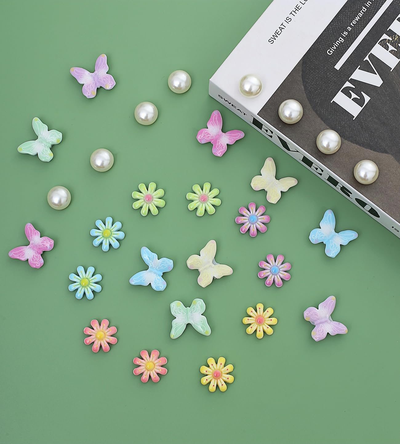 Flower Shoe Charms for Women,Bling Pearl butterfly Shoe Charms,Girls macron charms Clog Sandals Decoration,Party Favors Birthday Gifts