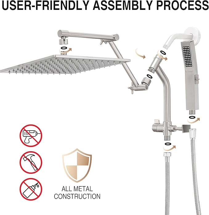Ducha de Lluvia de 10 Pulgadas de Metal con Manguera miniatura 6