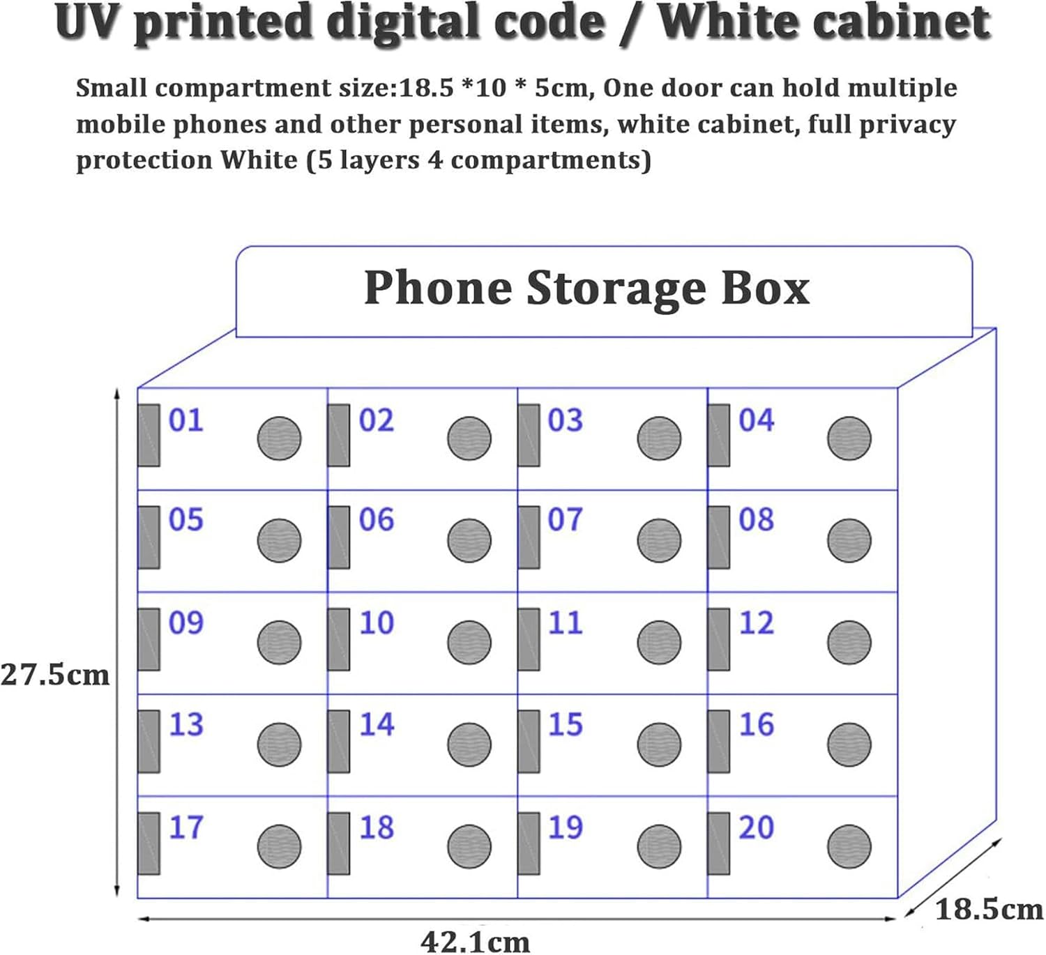 Mobile Phone Storage Box Transparent Acrylic Mobile Phone Security Locker with Key,Wall-Mounted Acrylic Cell Phone Locker Cabinet - Secure 20-Slot Storage Box with Lock & Keys for Classroom