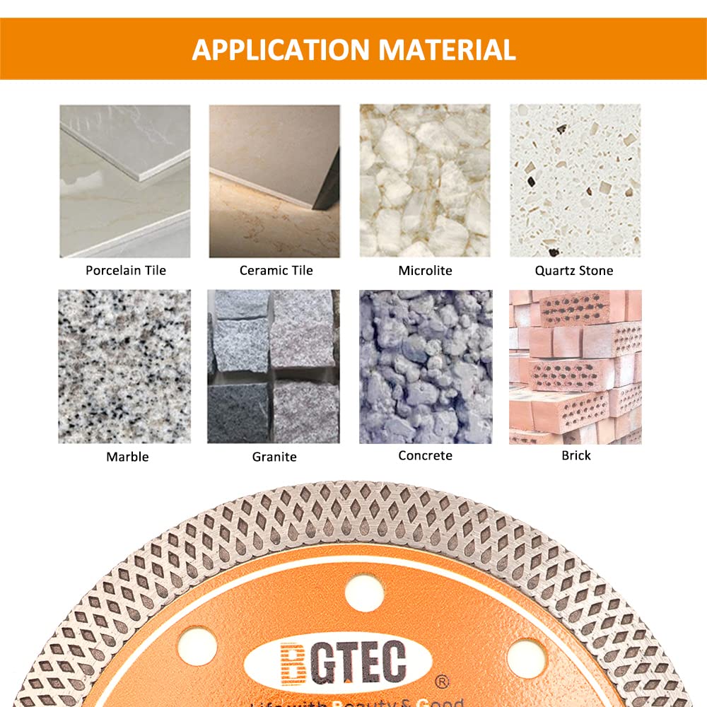 Supercienkie diamentowe ostrze do płytek z krawędzią siatkową, BGTEC 5 szt. 125 mm x trzpień 22,23 mm tarcza do cięcia na sucho lub na mokro porcelanowa ceramiczna marmurowa granit