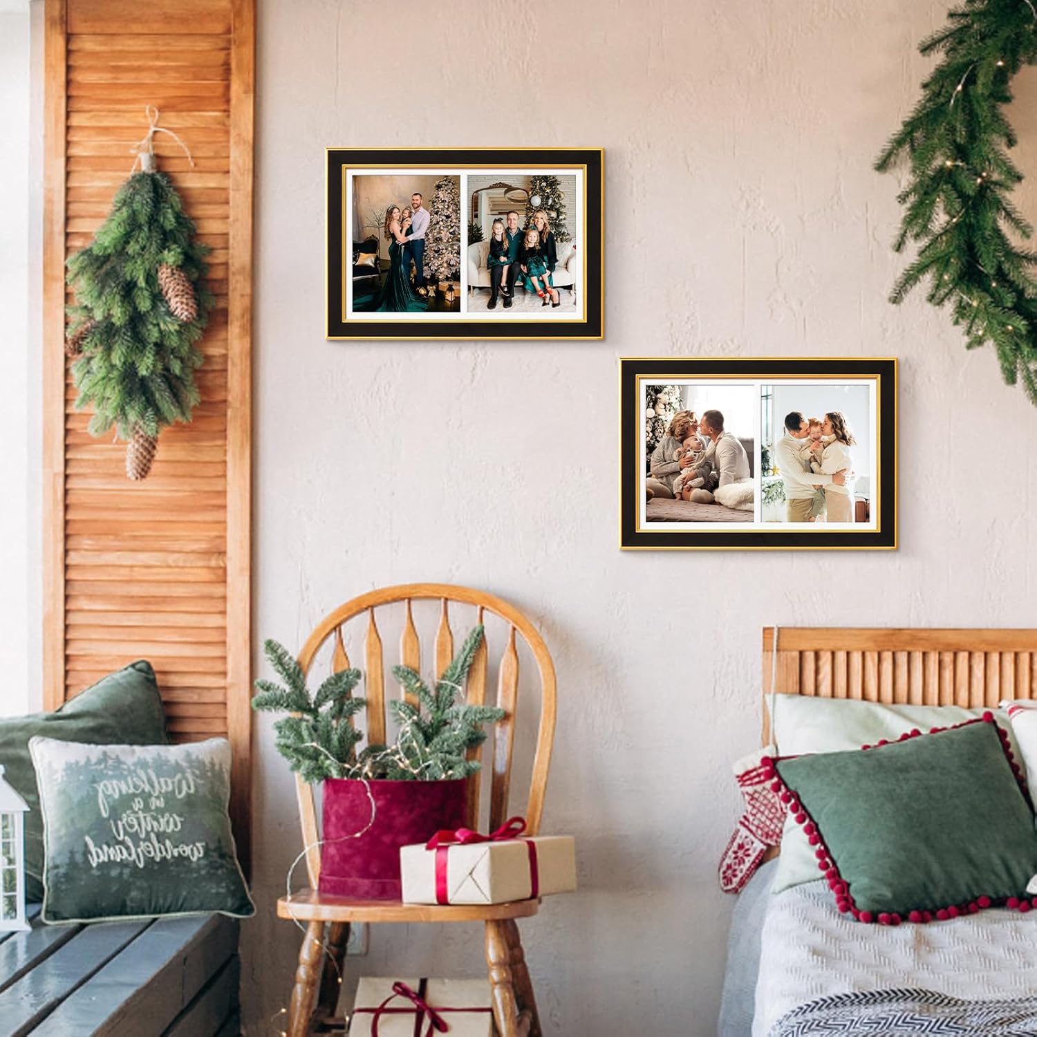 Suede 11x17 Picture Frame Display 2 Opening Double 8x10 Picture Frames Collage Wall Decor with Mat,Multi Photo Frame for Plexiglass,Wall Decor,1Pack,Black