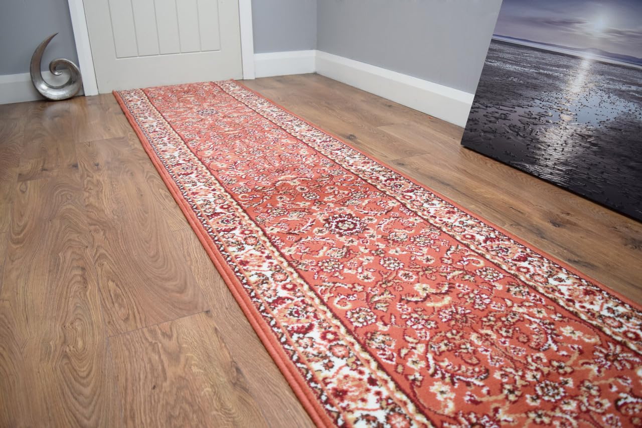 SrS Rugs® Luna Collection, Modern Long Carpet Runner Rug for Entrance Hall and Stairs. Smooth Soft 8mm Depth Pile. 70cm Wide. Any length (Classical Terracotta, Length: 9' (274cm)) — image 1