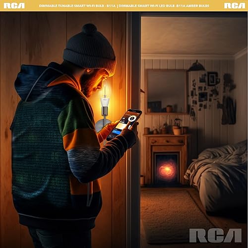 Miniatura 4 de RCA Bombillas inteligentes WiFi | Bombilla LED ámbar B11 vintage compatible con dispositivos Google y Alexa para el hogar | 4 W (40 W equivalente),