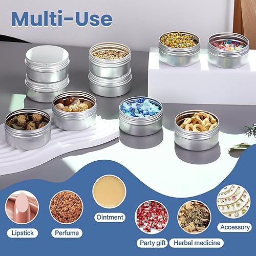 Miniatura 10 de Lata de aluminio de 3 onzas, paquete de 20 latas de metal para salvamento, latas de vela de 3 onzas con tapas, recipientes recargables con tapa de